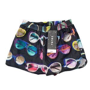TEREZ Girl's  My Sunglasses At Night Lined Black Pull On Shorts NEW Size XL
